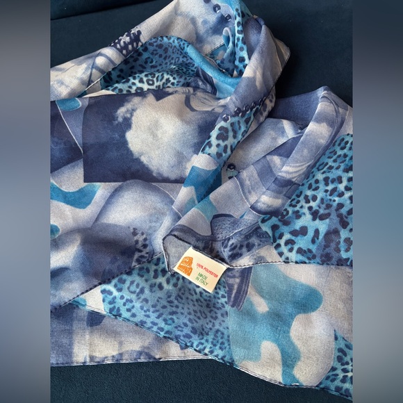 Vintage Blue Cowgirl and Leopard Print Scarf, made in Italy - Picture 8 of 9